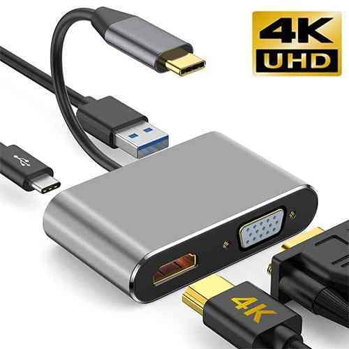 TYPE C ADAPTER 4 IN 1 (USB-C TO HDMI VGA +USB+PD)
